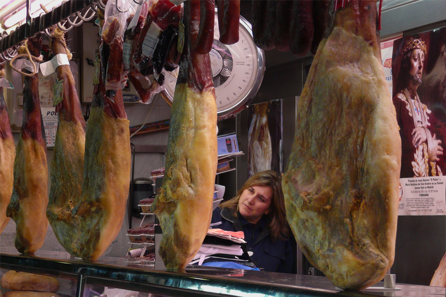 Etal de viandes à Madrid